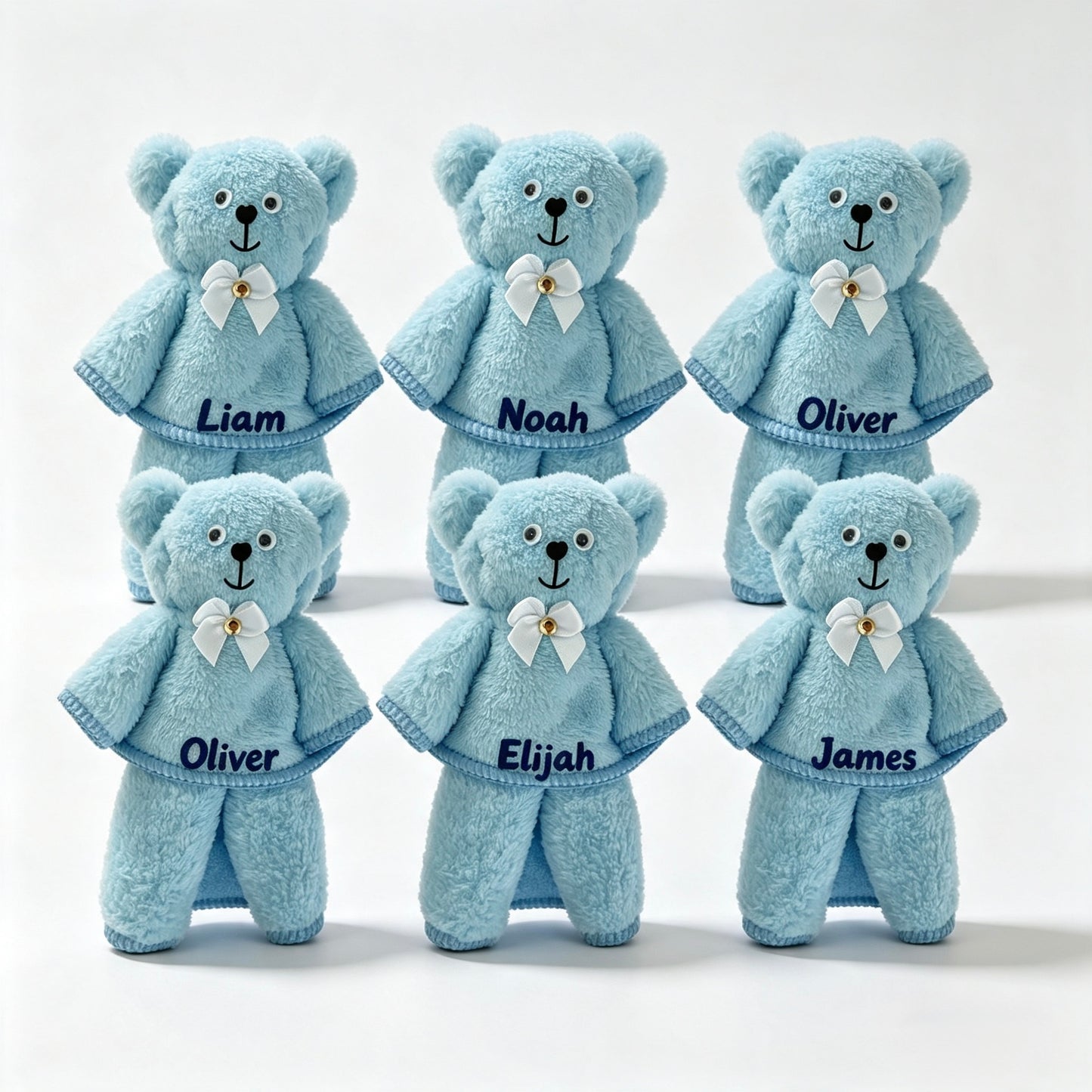 Teddy Bear Shaped Towel 7x4” - Baby Blue