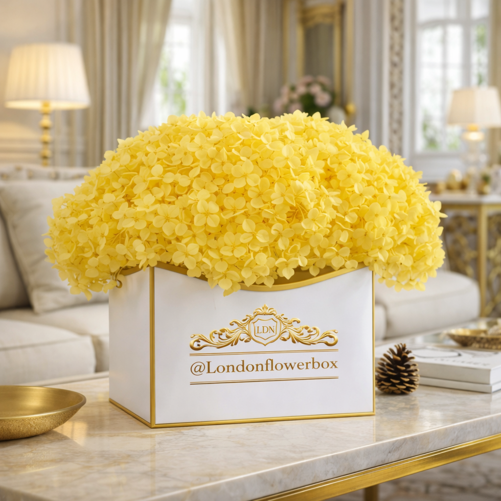 Preserved hydrangea - yellow