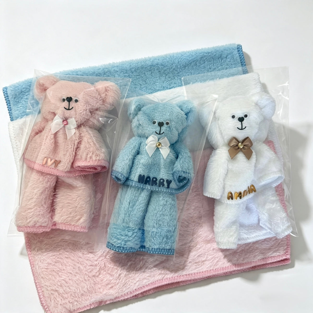 Teddy Bear Shaped Towel 7x4” - White