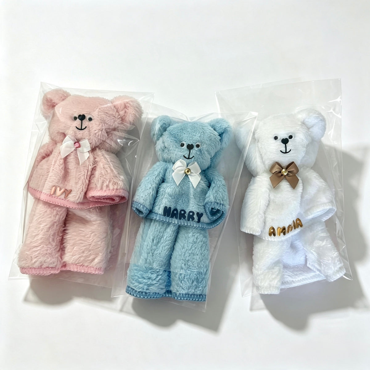 Teddy Bear Shaped Towel 7x4” - White