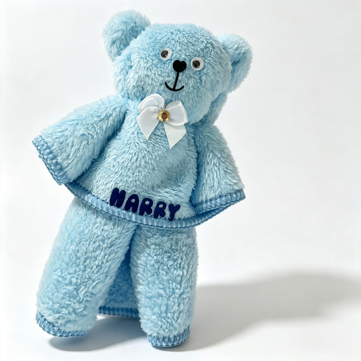Teddy Bear Shaped Towel 7x4” - Baby Blue