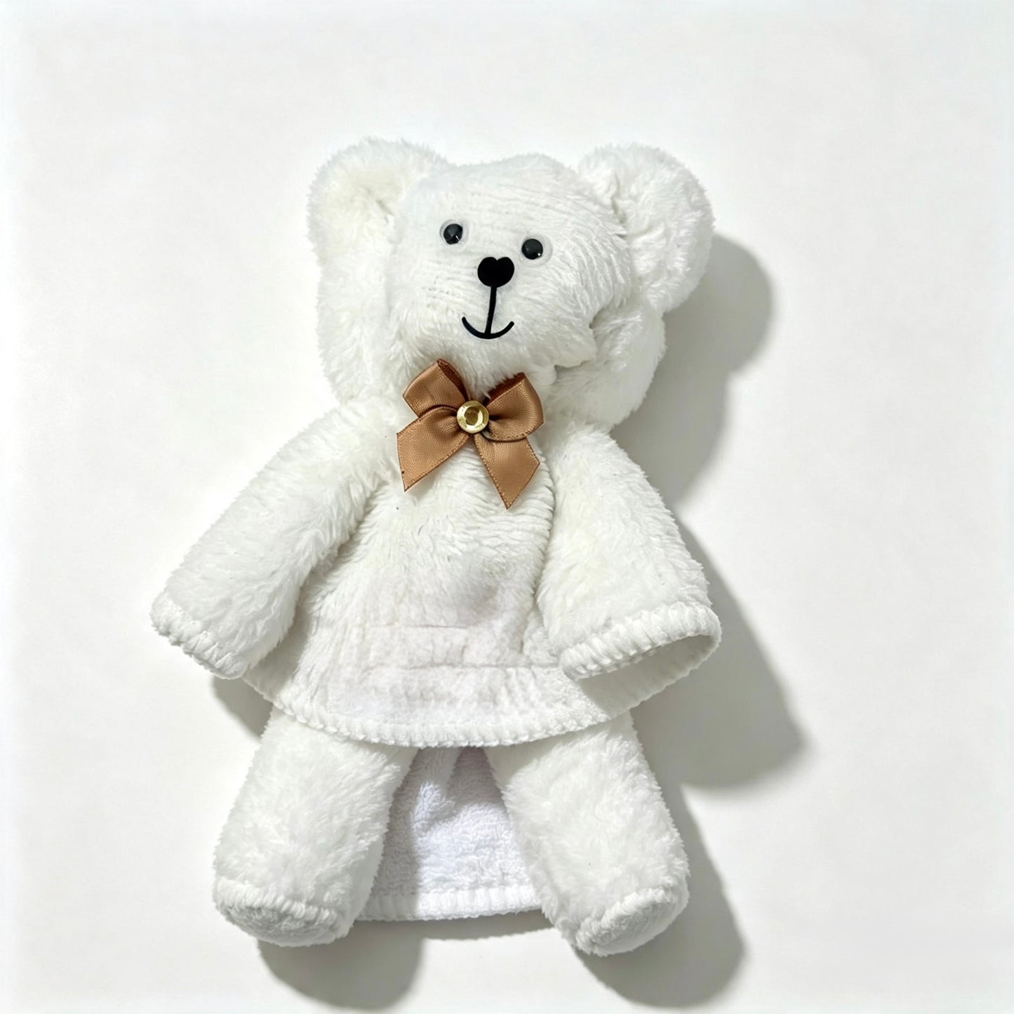 Teddy Bear Shaped Towel 7x4” - White