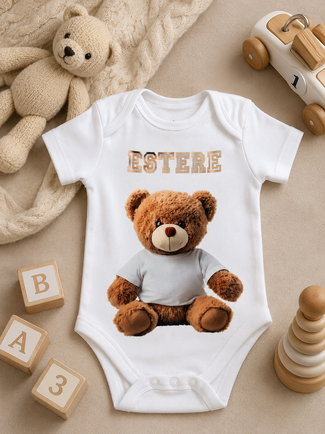 Personalised Teddy Bear Baby Bodysuit