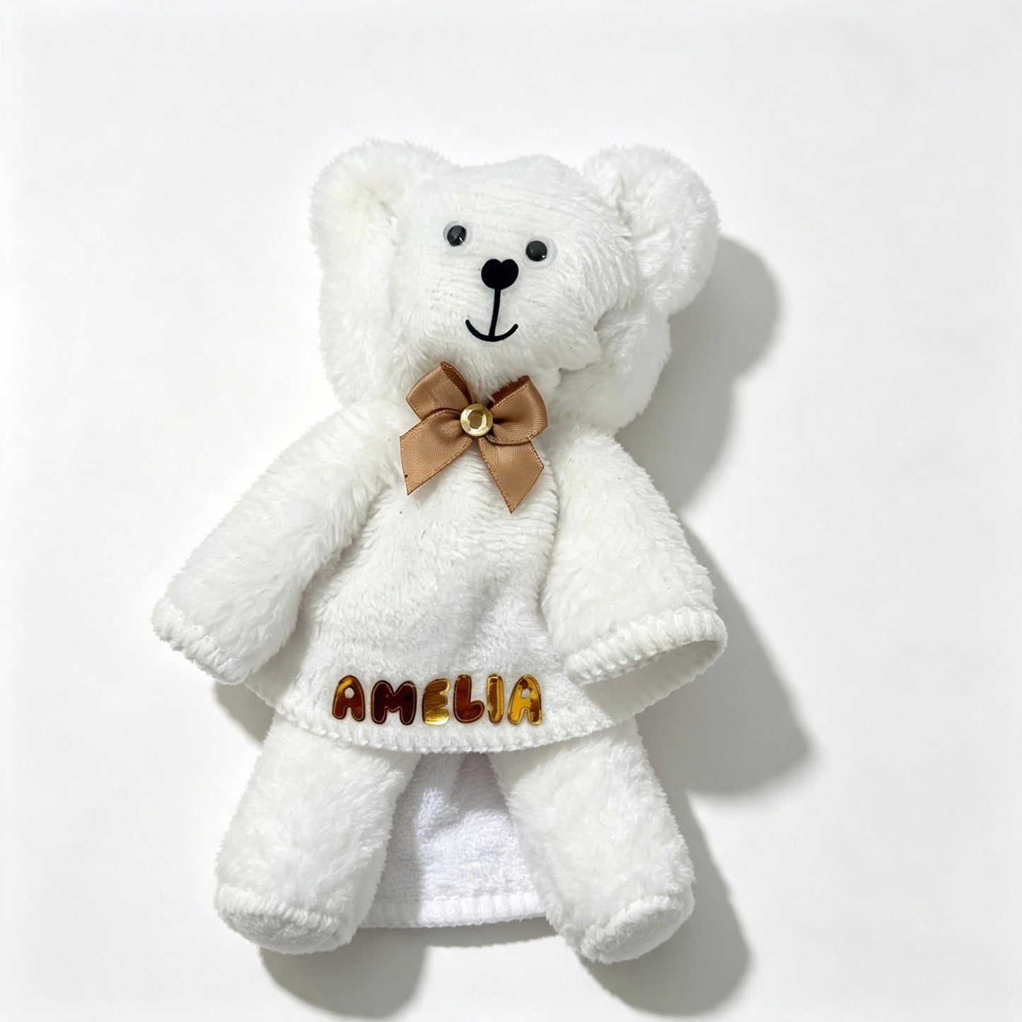 Teddy Bear Shaped Towel 7x4” - White