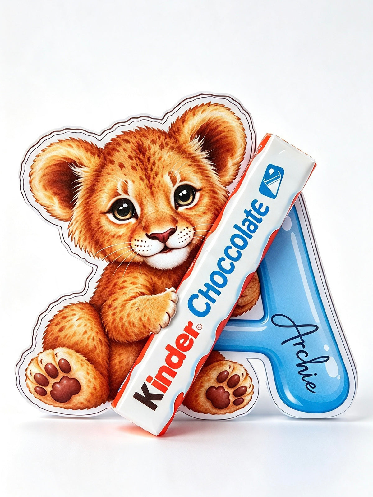 Personalized Kinder Lion Letter Gift | Custom Name Chocolate Keepsake