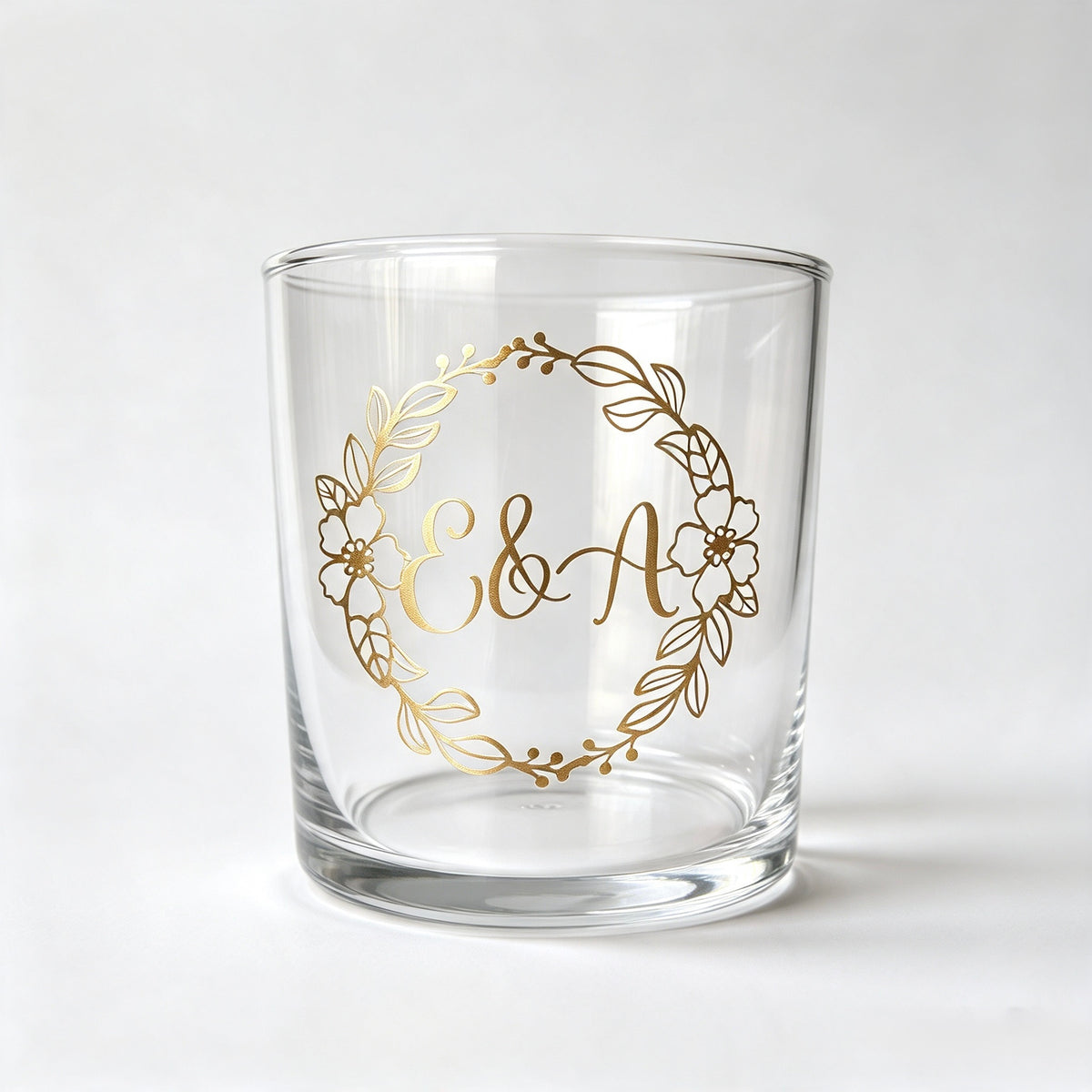 Personalised Floral Initial Glass - Light Gold