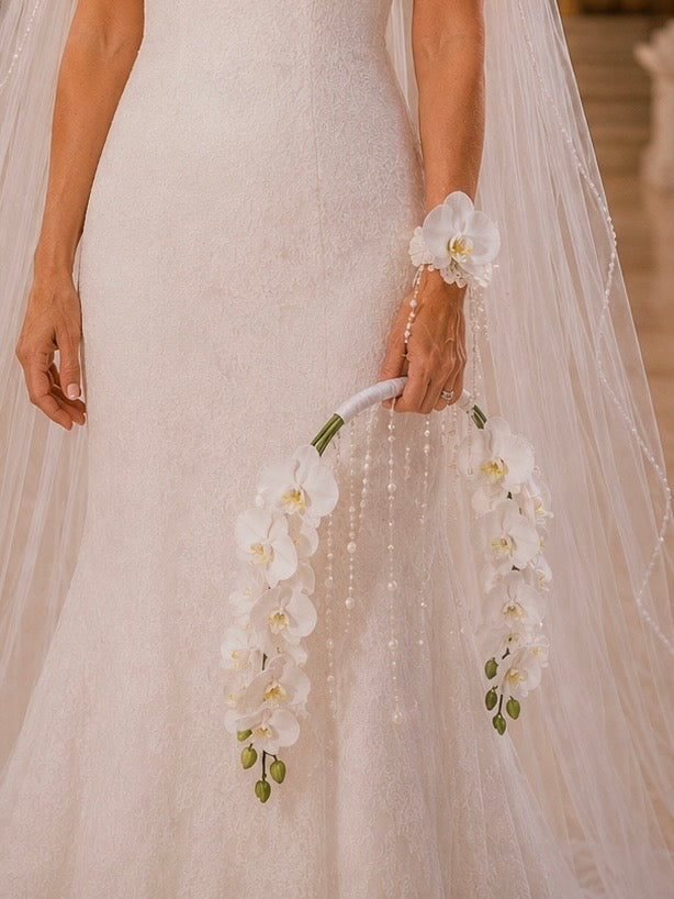 Hanging orchid cascading bouquet