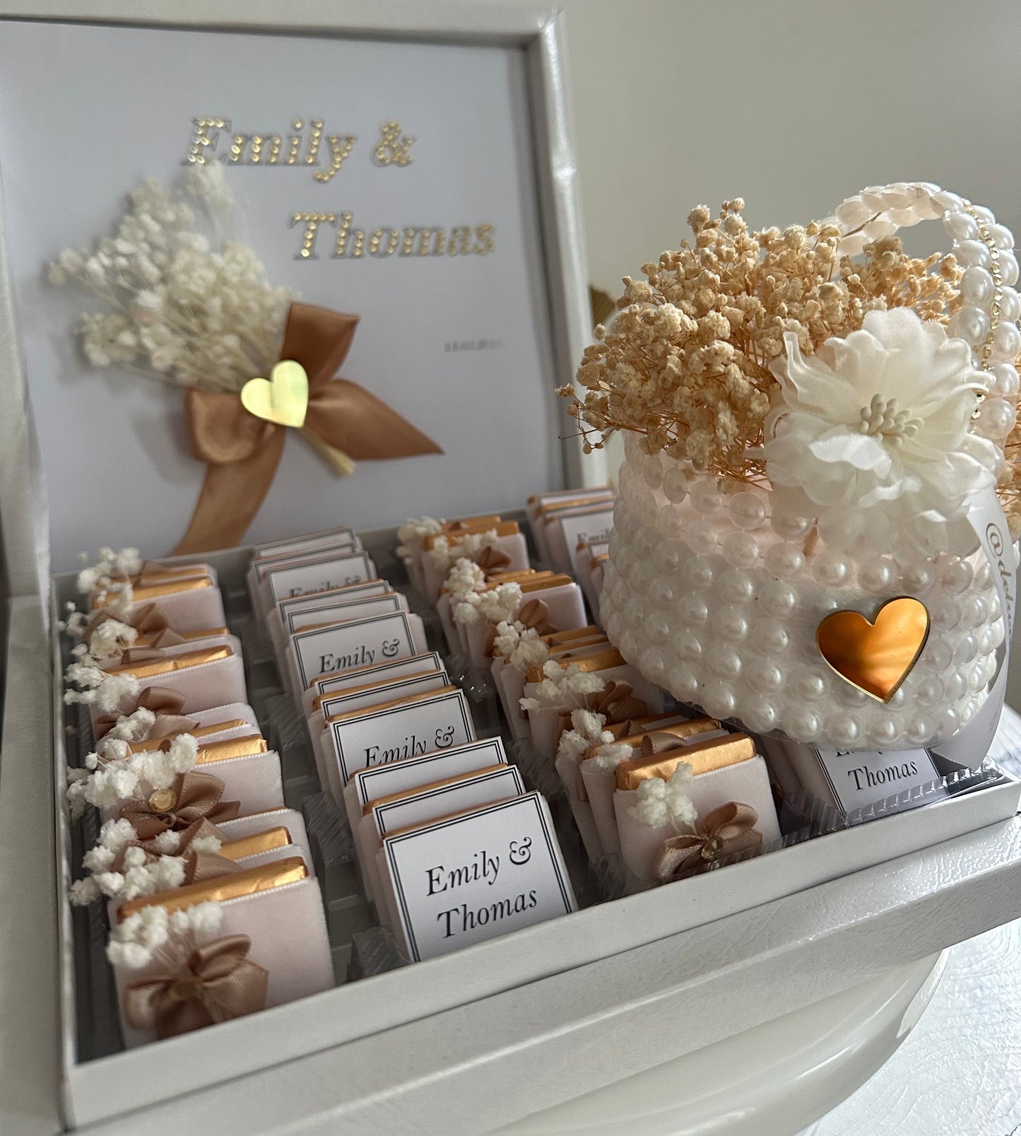Personalized Wedding chocolate gift box, 50pc