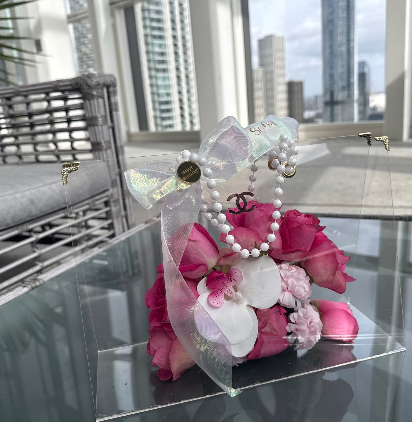 Personalized luxury acrylic flower box