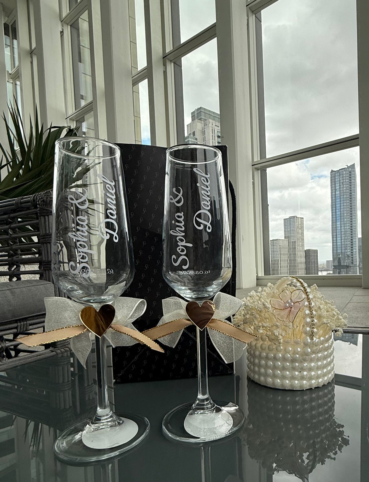 Luxury Personalised Champagne Glass Set