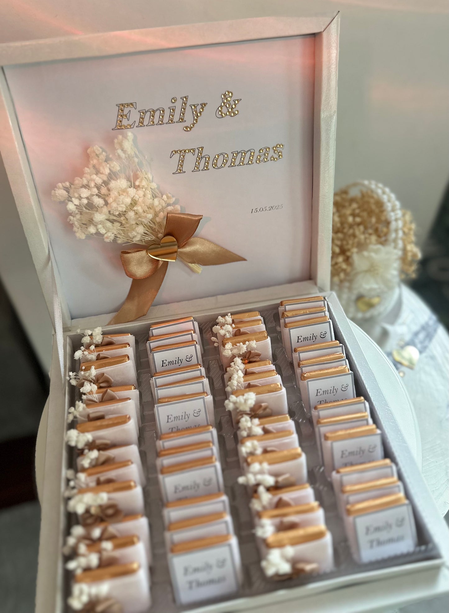 Personalized Wedding chocolate gift box, 50pc