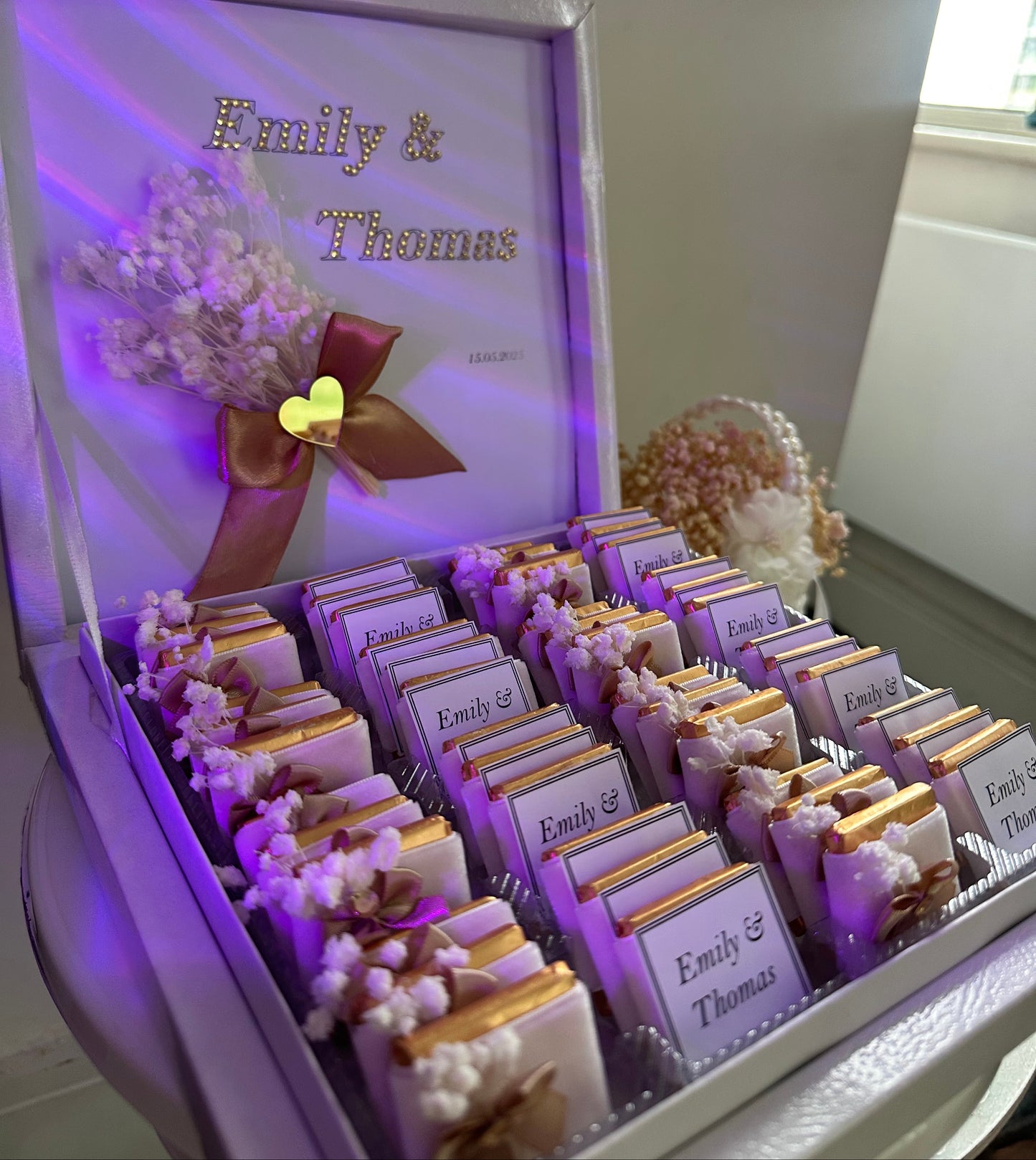Personalized Wedding chocolate gift box, 50pc