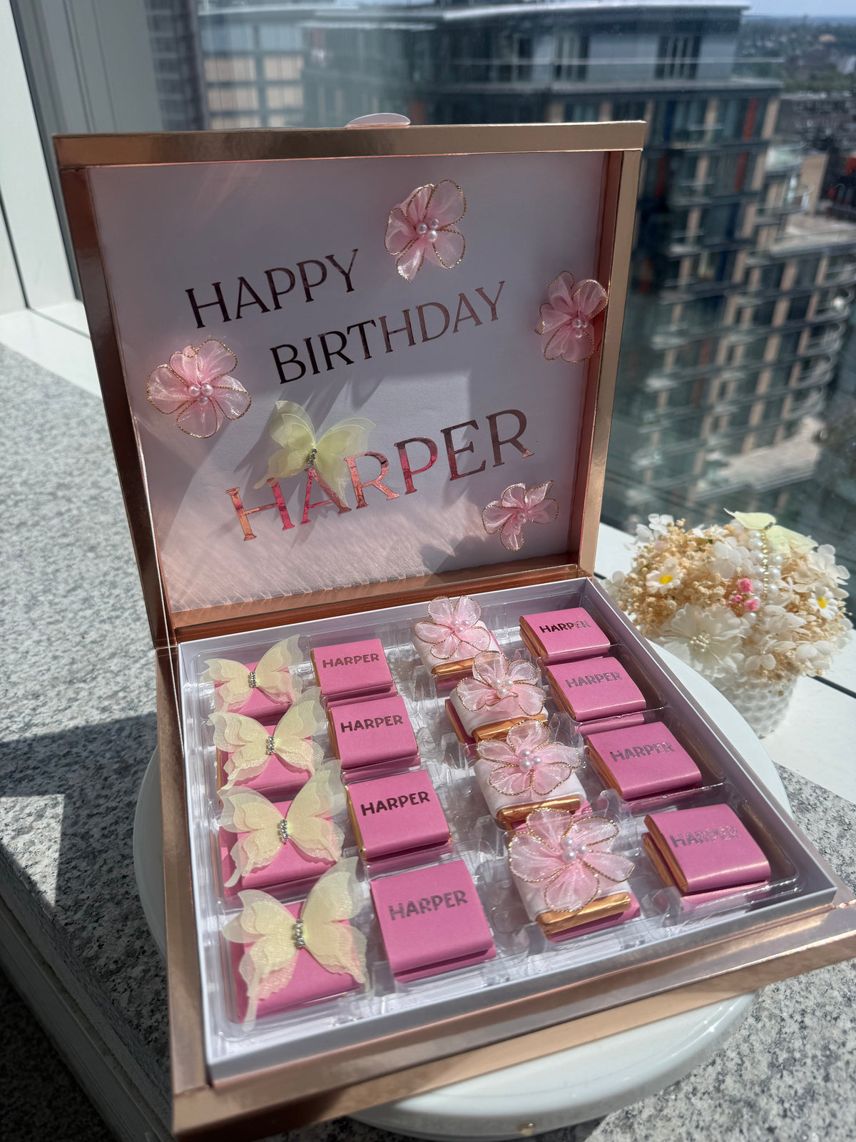 Personalized Luxury Birthday Chocolate Gift Box 32pc Custom Name
