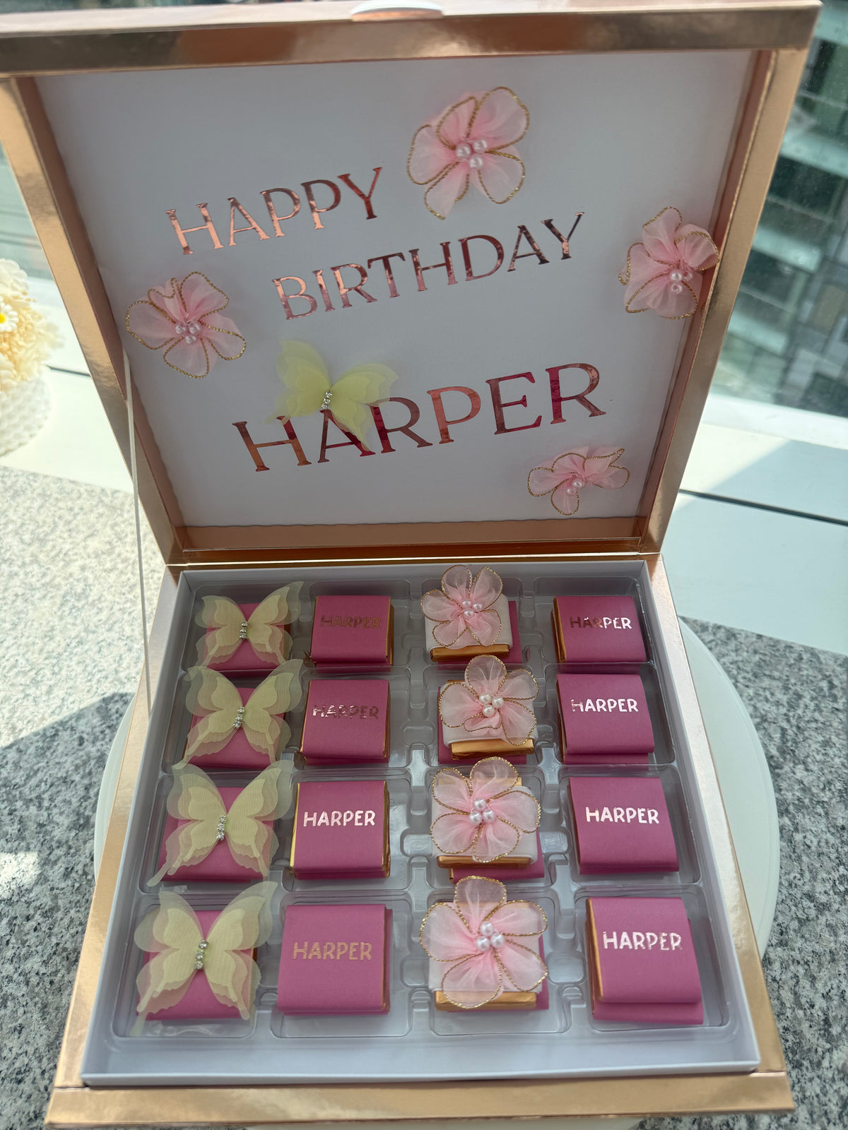 Personalized Luxury Birthday Chocolate Gift Box 32pc Custom Name