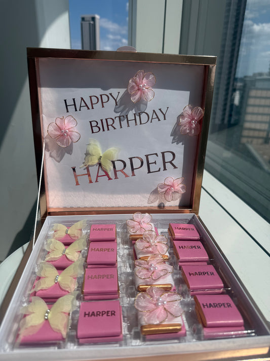 Personalized Luxury Birthday Chocolate Gift Box 32pc Custom Name
