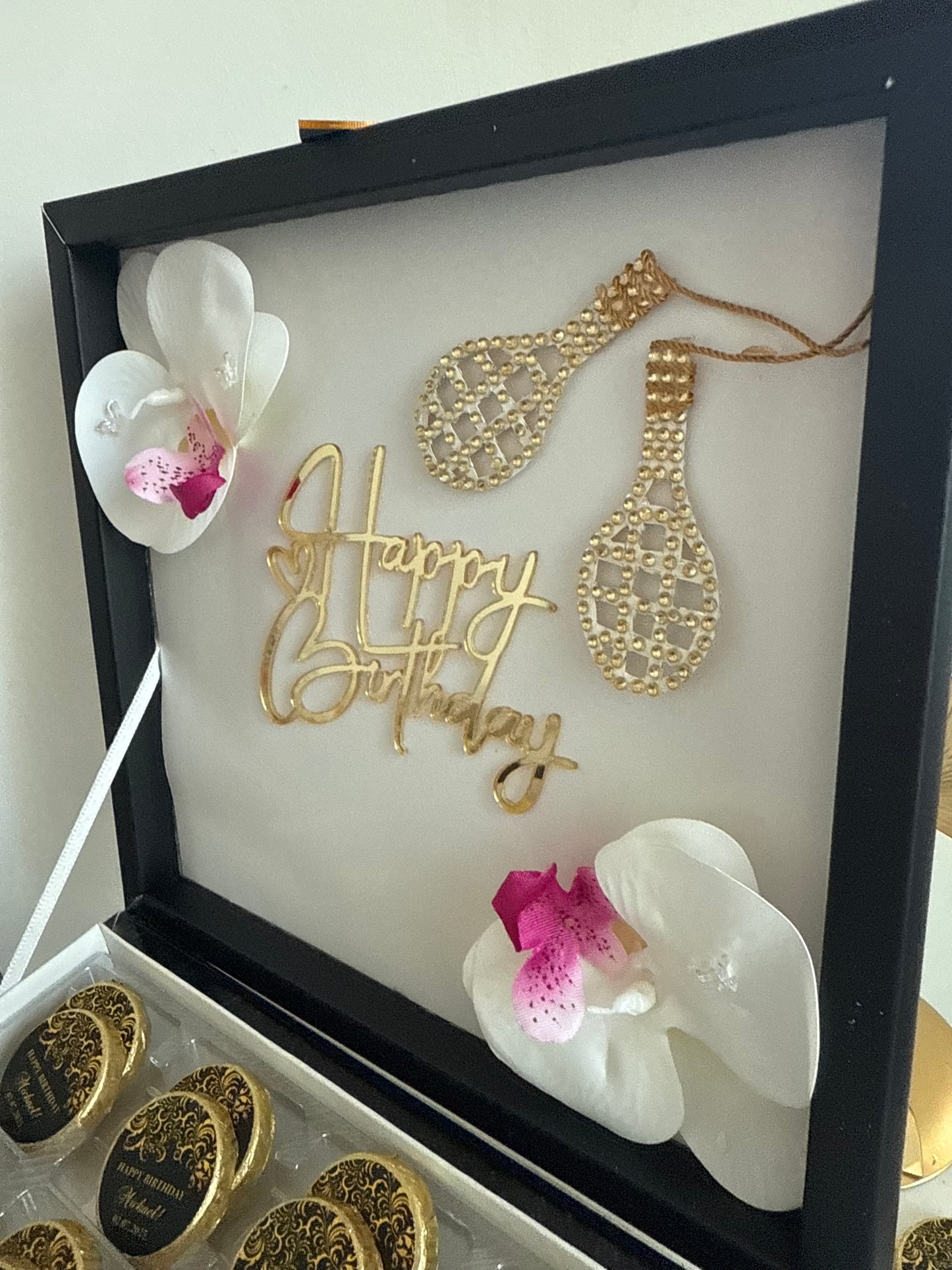 Personalized 32pc dark chocolate box: Happy Birthday!