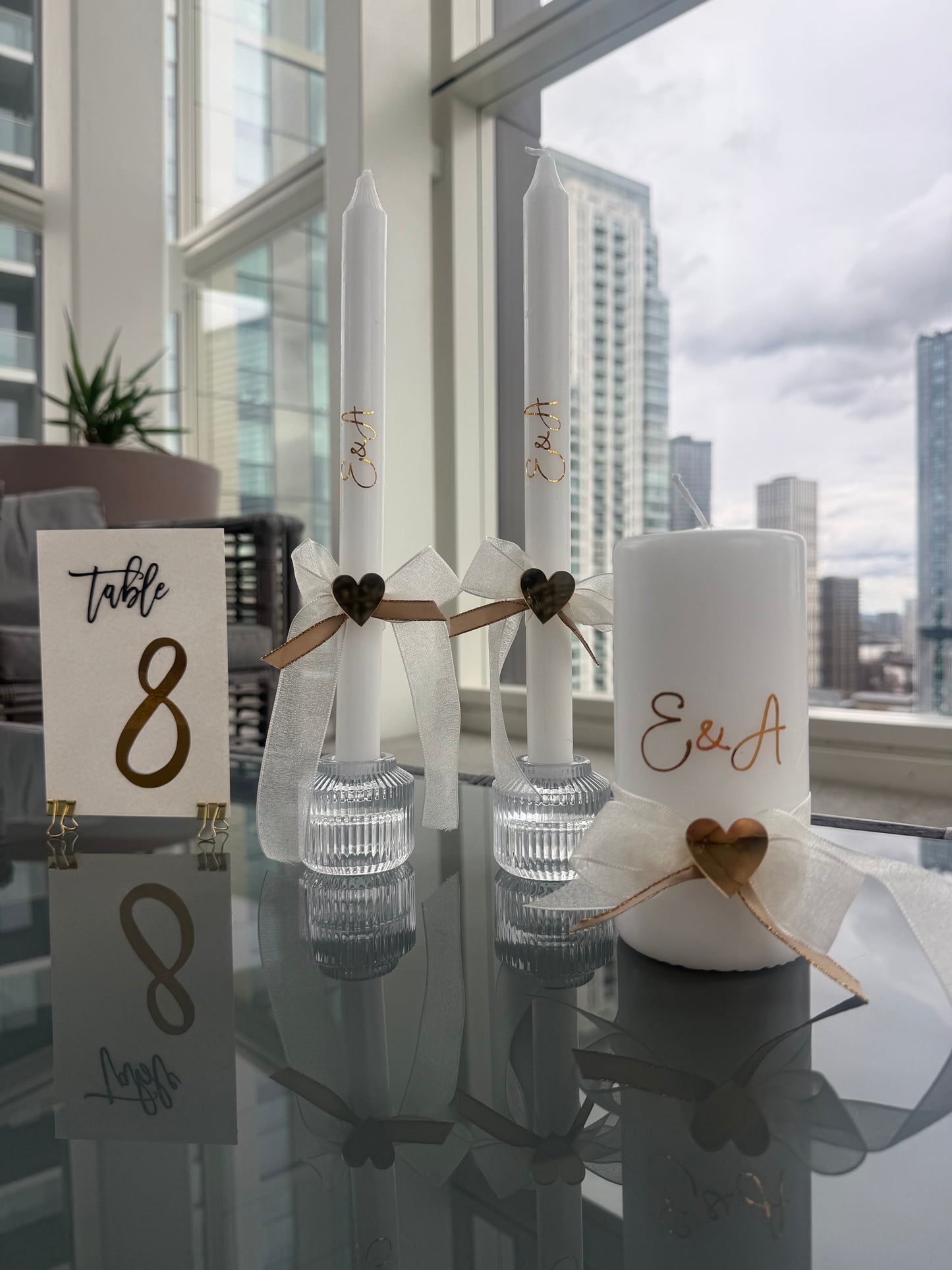 Personalized Candle Set with Glass Holders