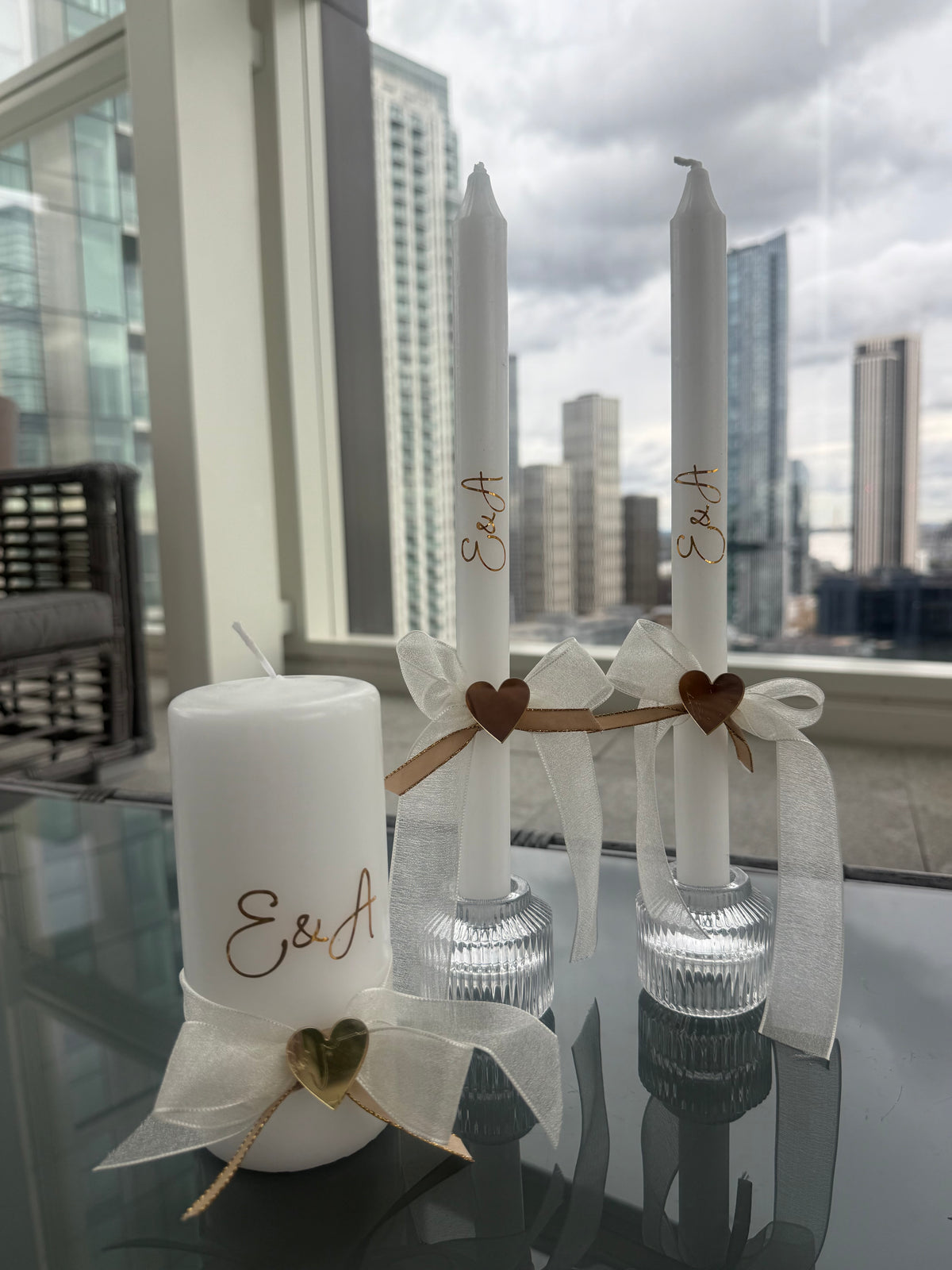 Personalized Candle Set with Glass Holders