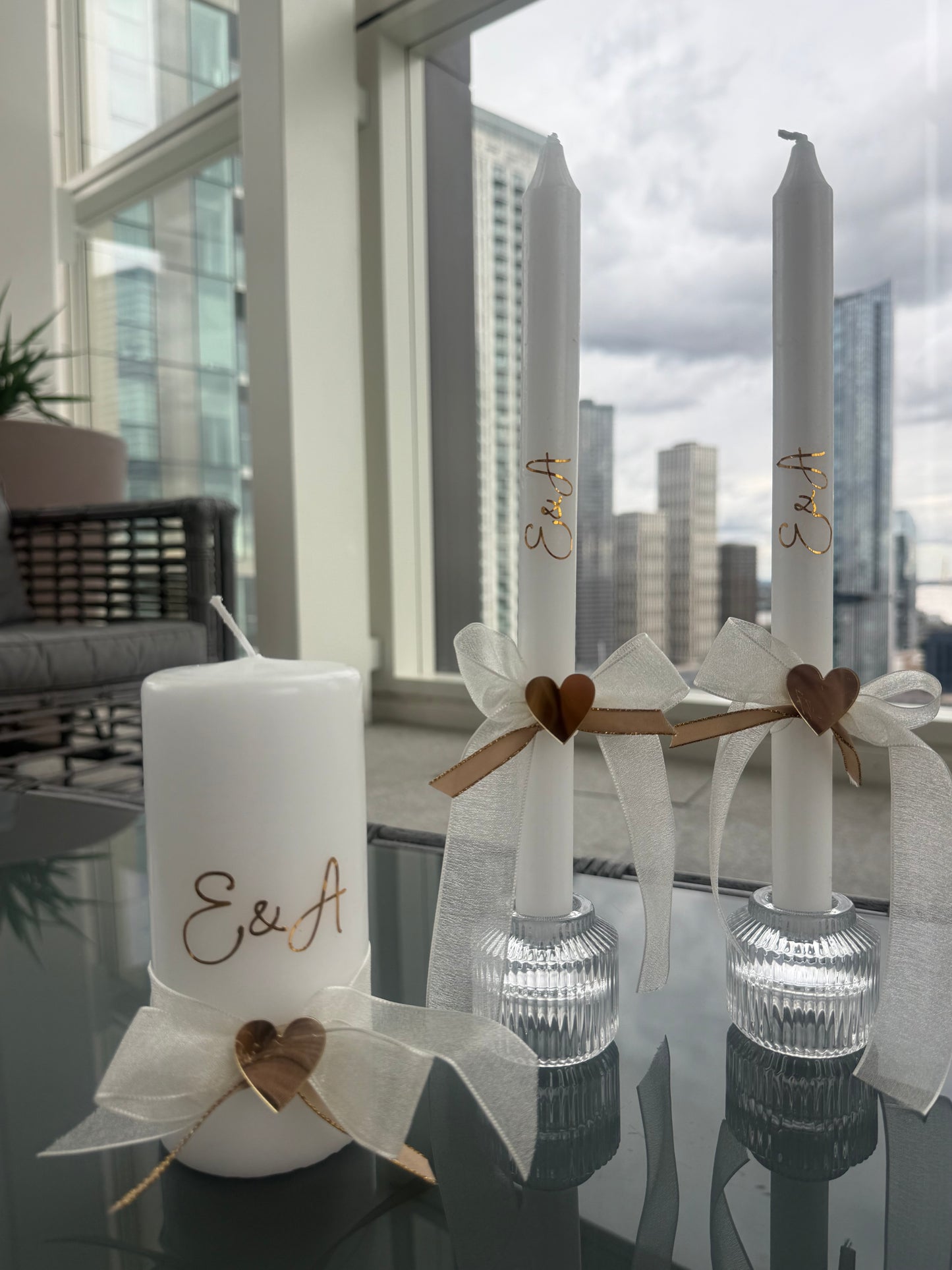 Personalized Candle Set with Glass Holders