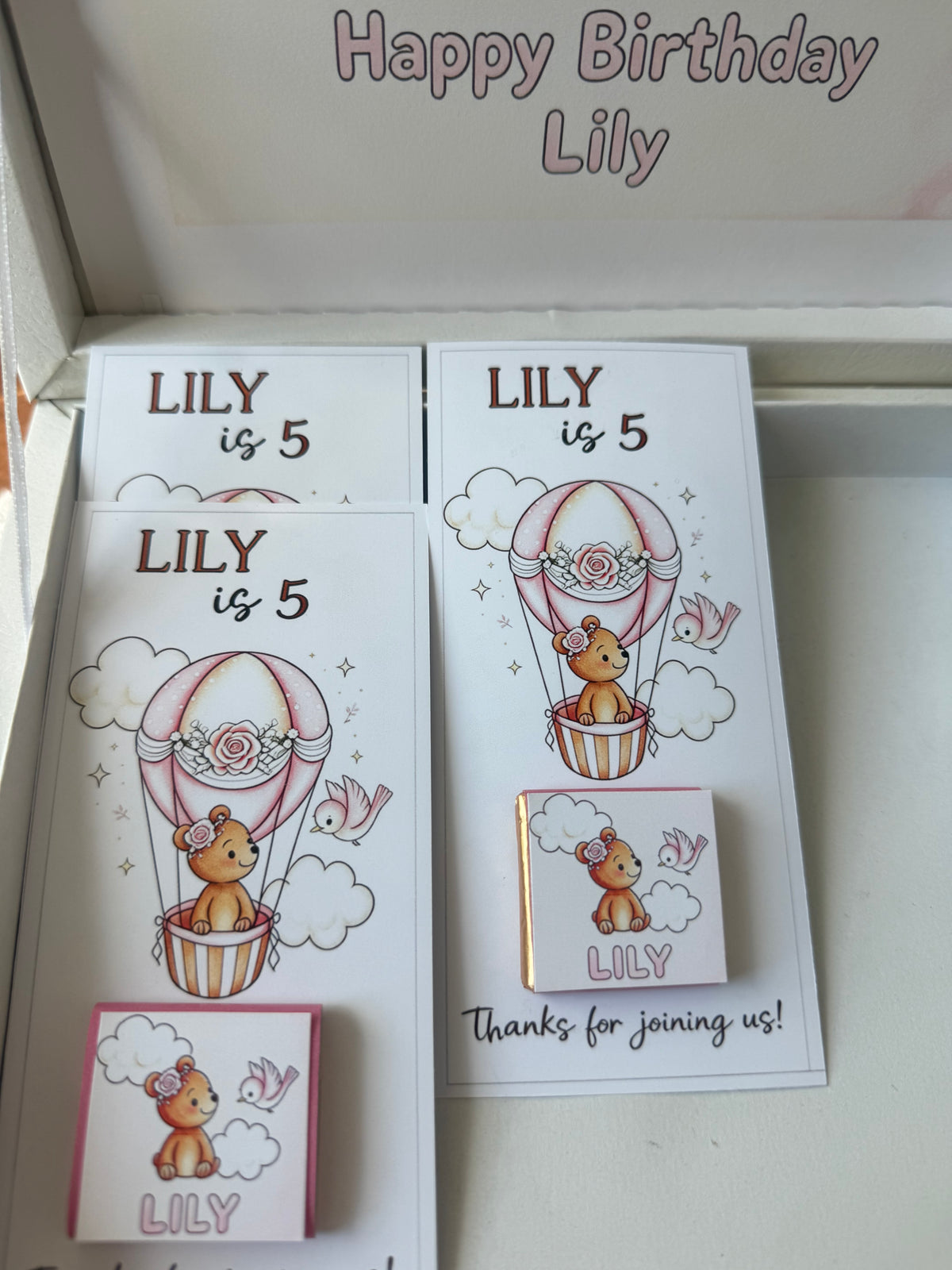 Personalised Birthday Chocolate Favor| Pink Hot Air Balloon Bear