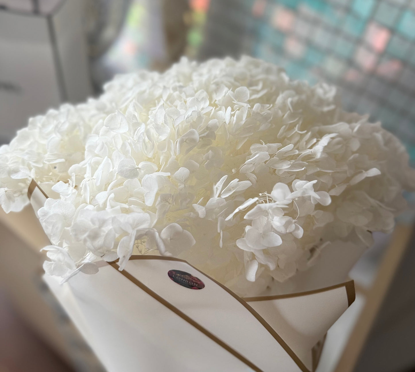 Preserved hydrangea - white
