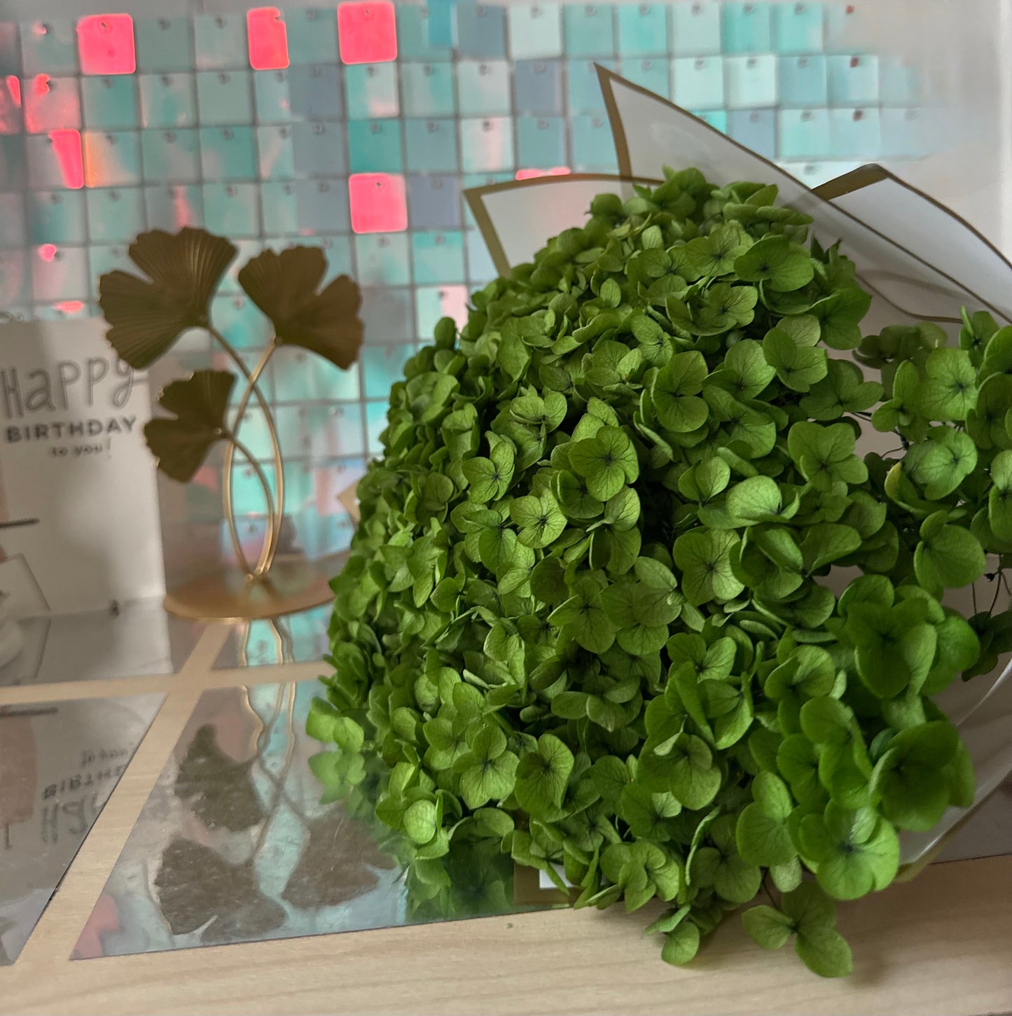 Preserved hydrangea - dark green