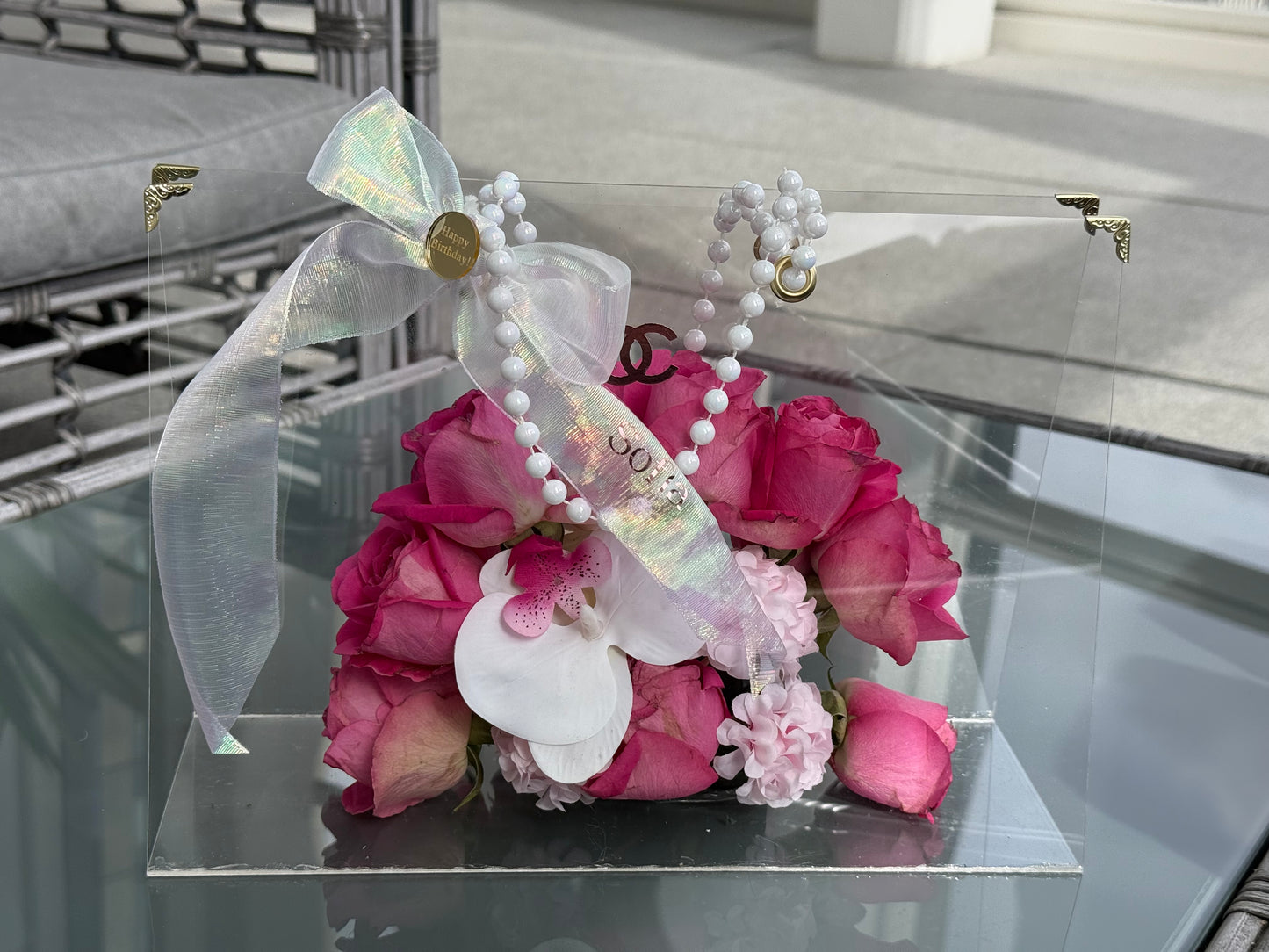 Personalized luxury acrylic flower box