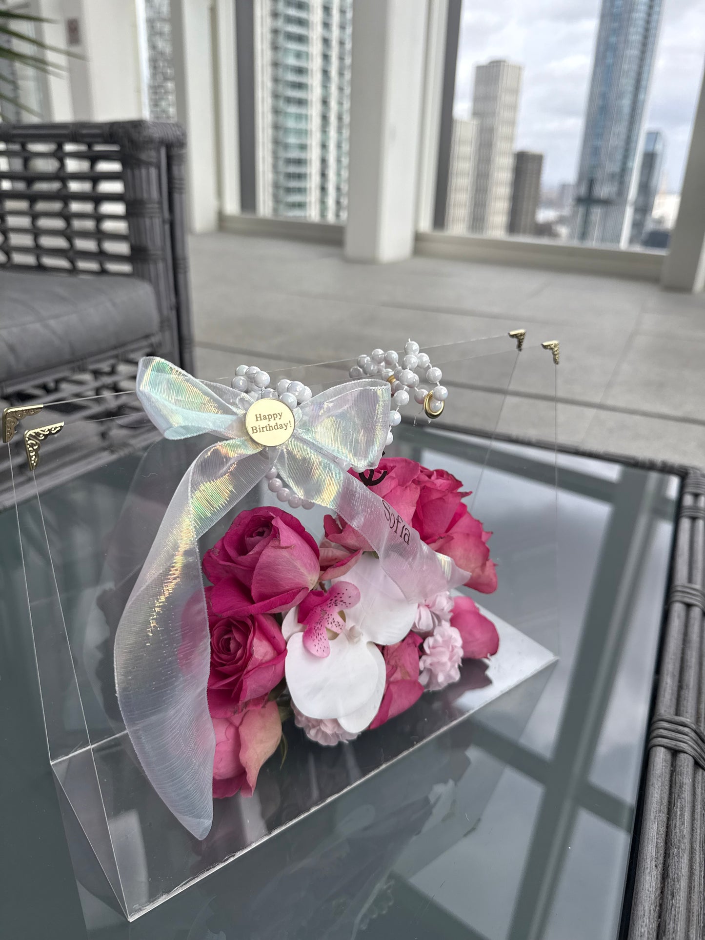 Personalized luxury acrylic flower box