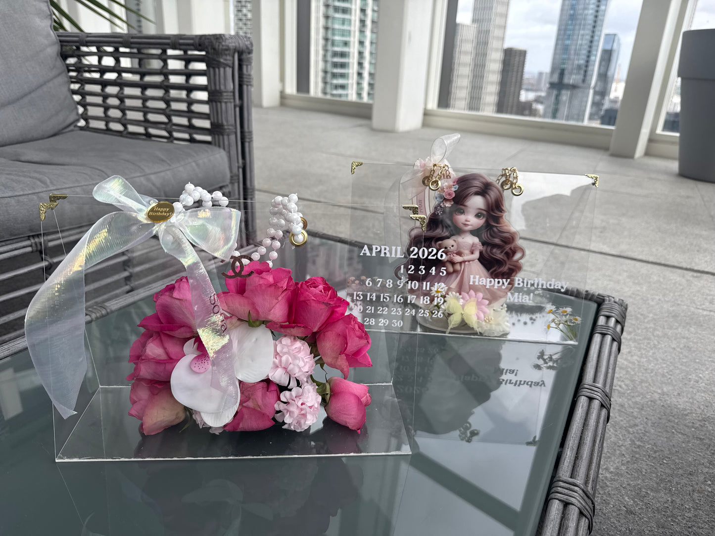 Personalized luxury acrylic flower box